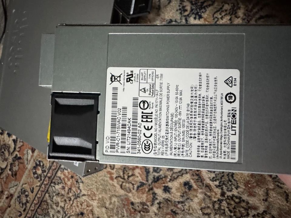 CISCO WS-C3850-12X48U-S 48 Port UPoE W/ 2-1100WAC POWER SUPPLIES USED NETWORK - Image 4 of 4