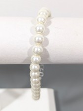 White Faux Pearl Beaded Bracelet Wedding Classic Retro 9 in