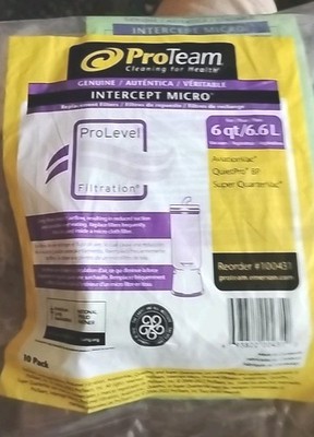 ProTeam Intercept Micro Filter Bags 10qt Fits Super Coach Pro 10  Ten bags.