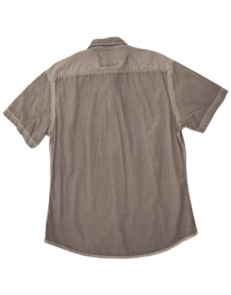 CAMEL ACTIVE Mens Fitted Short Sleeve Shirt Large Grey Cotton BH24 - Image 2 of 3