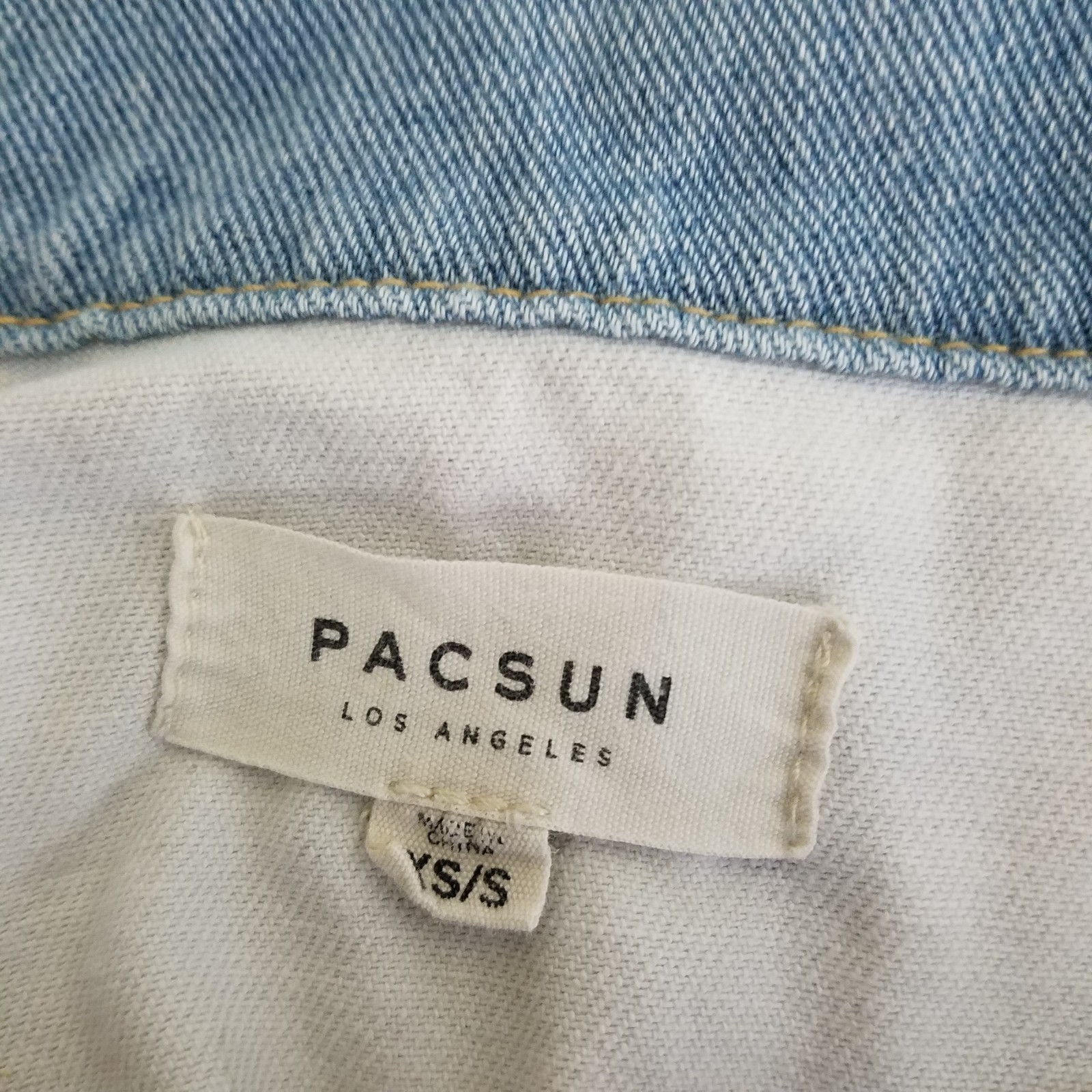 PacSun Cropped Raw Edge Patchwork White Denim Blu… - image 5