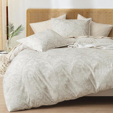 Ultra Soft Floral Duvet Cover Queen Size, Printed Bedding Set 3 Pieces, Comfy Fa