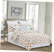  Sandbridge Stars Starfish Full/Queen 3 Piece Quilt Set Summer Beach Ocean 