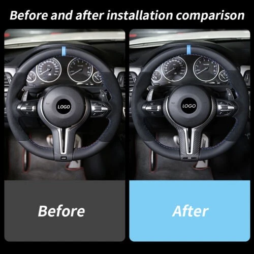 Real Carbon Fiber Steering Wheel Cover Trim Replace For BMW M2 M3 M4 M5 M6 X5M Foto 3 de 4
