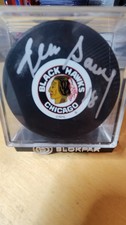 Dennis Savard Rare 21/150 Fleer Legacy NHL Autographed Hockey Puck Authenticated