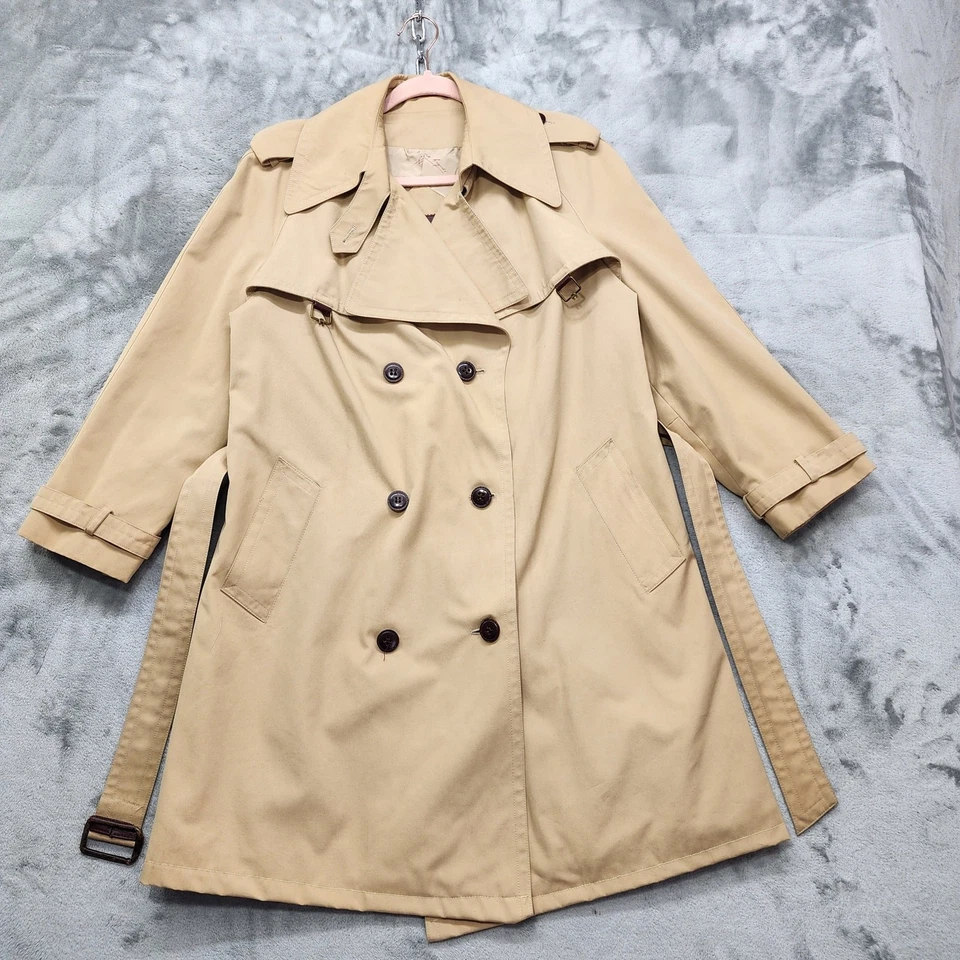 Vintage 70s Etienne Aigner Trench Coat Women 12 Tan Khaki Double Breasted Luxury - Image 2 of 4