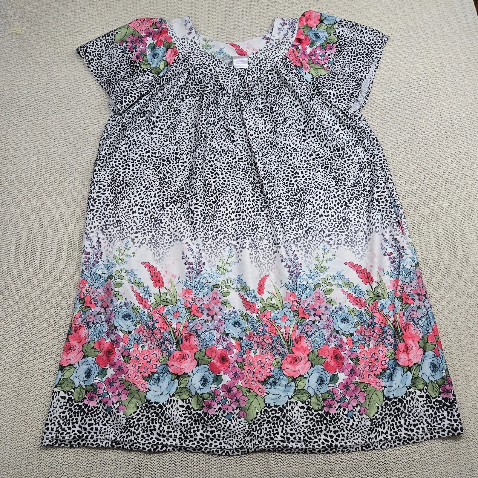 UNDERCOVER Camicia da notte Secret Treasures Muumuu donna XL stampa floreale leopardata manica corta