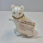 Vintage Fenton Iridescent Glass Cat Figurine 🐱 Rhinestone Collar Hand Painted