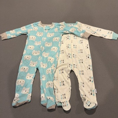 Gerber 9-6month Boy Sleepers Blue Patterned Close Toe (2pack) Excellent