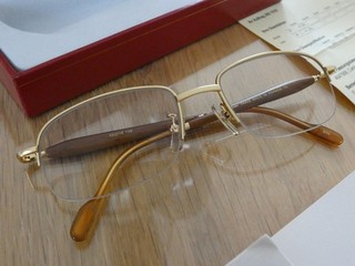 Cartier Brille Holzgestell 52 19 138 Box & Originalgläser vergoldet