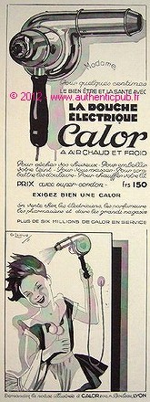 PUBLICITE CALOR LA DOUCHE ELECTRIQUE SECHE CHEVEUX G LAUVEY 1930 HAIR DRYER AD - Picture 1 of 1
