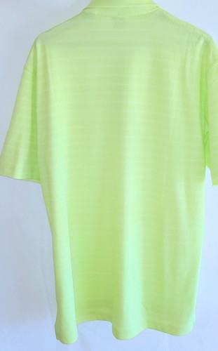 Dunning Golf Mens Large Short Sleeve Golf Polo Striped Neon Green - Picture 2 of 11