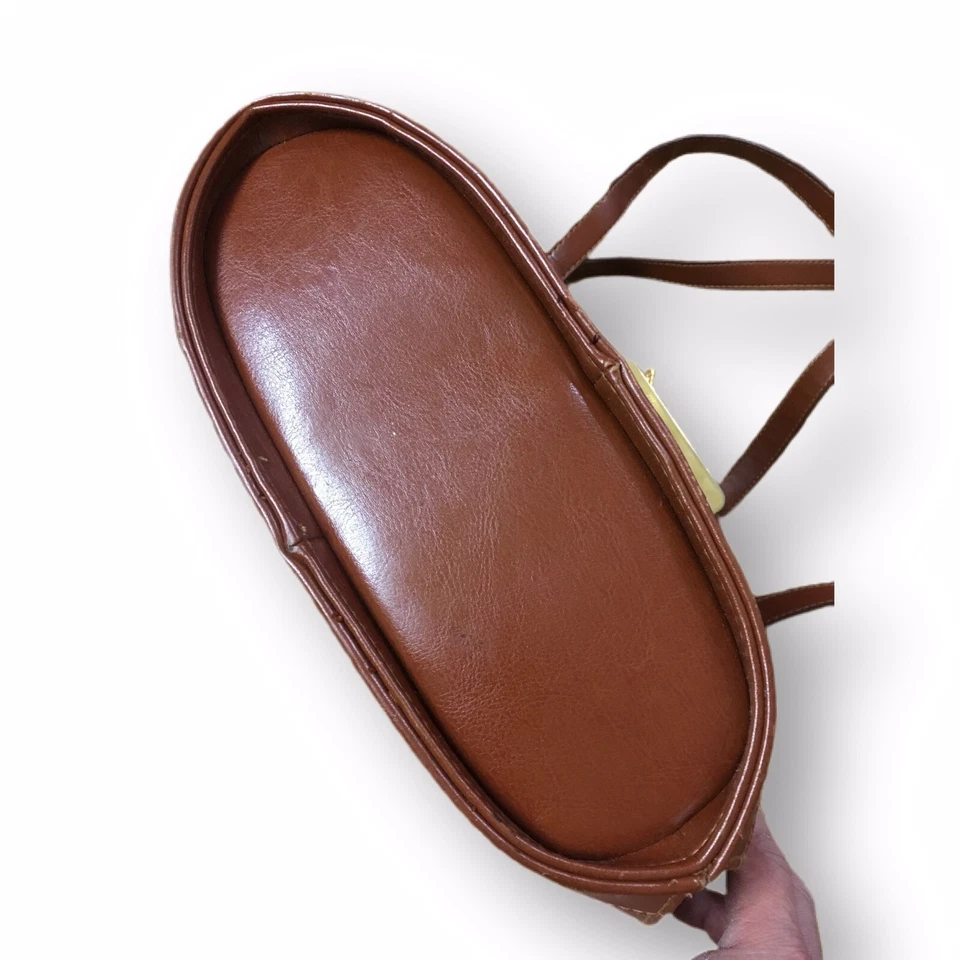 Bolso de hombro Sasha Fabiani marrón 1996 pantera doble asa tapa a presión Foto 4 de 4