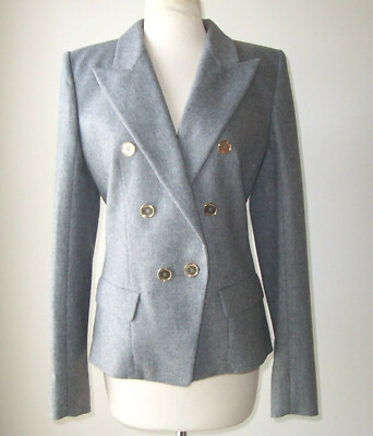 ALEXANDRE VAUTHIER Grey Wool Double Breasted Jacket Blazer 40 8