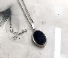 Antik? Vintage?  Art Déco DAMEN 925 Silber Onyx Anhänger schwarzer Stein