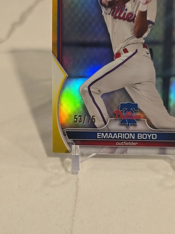 EMAARION BOYD /75 2023 Bowman Chrome Prospects Yellow Refractor #BCP-128 - Image 2 of 4