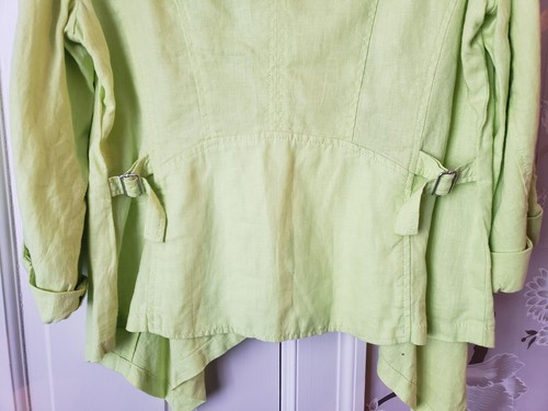 Chicos Linen Flyaway Francesca Jacket Blazer Sz 2 / M / 12 Soft Lime Womens NWT - Picture 7 of 10