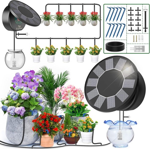 Solar Automatic Drip Irrigation System Kit, Auto Watering Kit for DIY Garden Wat