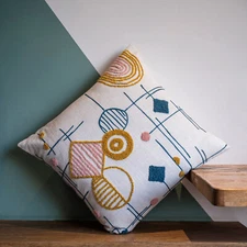 Home Decor Embroidery MultiColor Bohemian Pillowcover Throw Pillow 18x18 in 1 Pc