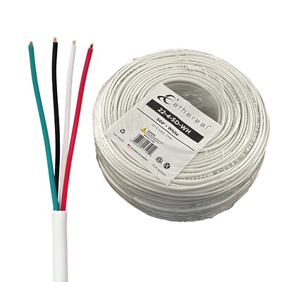 22/4 AWG 4 Solid Conductors OFC ETL Listed Bare Copper Wire CL2 CMR 500ft White