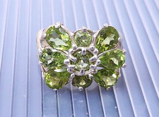Vintage Sterling Silver Green Peridot Band Ring size 8