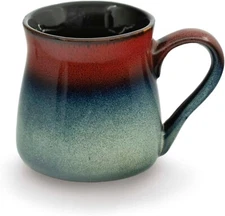 Large Pottery Coffee Mug 24 Oz - Jumbo Tea Cup - 1 PCS (Red to Blue)