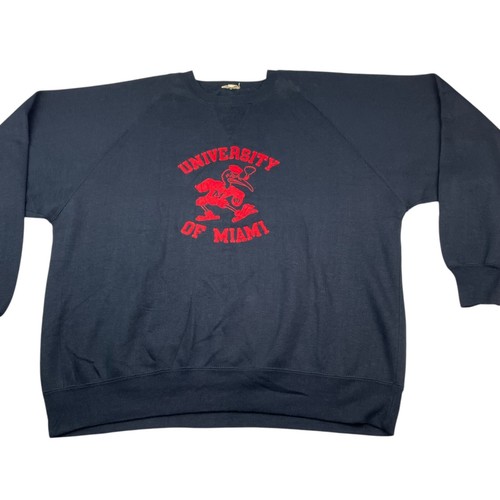 VTG University Of Miami Ibis x Highway Crewneck Pullover Sweatshirt Black • XL - Picture 2 of 6