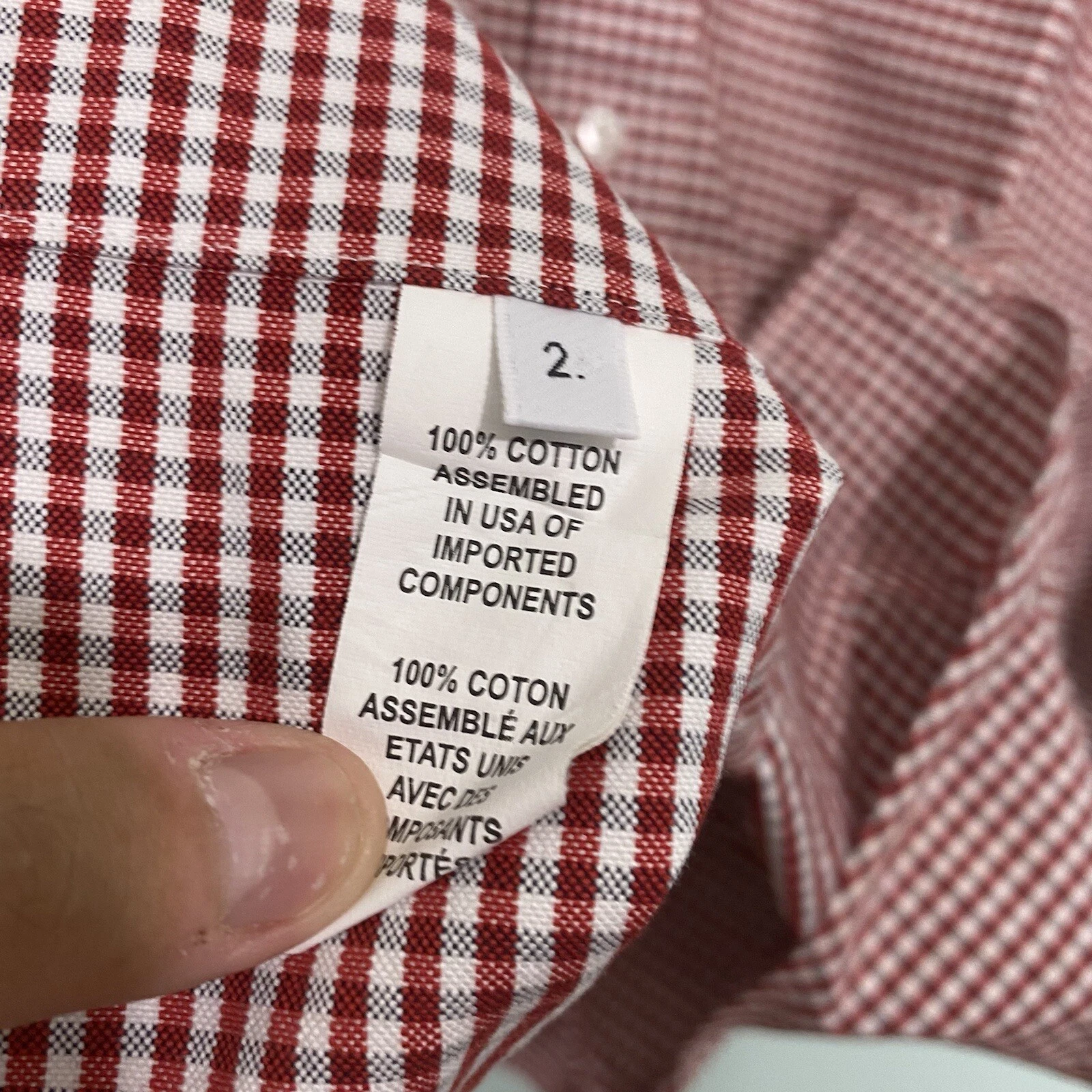 Camicia elegante Thom Browne Gingham a quadri rosso bianco taglia 2 o M