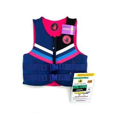 Body Glove Youth Evoprene PFD Life Jacket Vest 55-88 lbs Pink Blue White Stripe