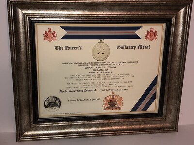 THE QUEEN'S GALLANTRY MEDAL [UK] COMMEMORATIVE CERTIFICATE ~ Type 1