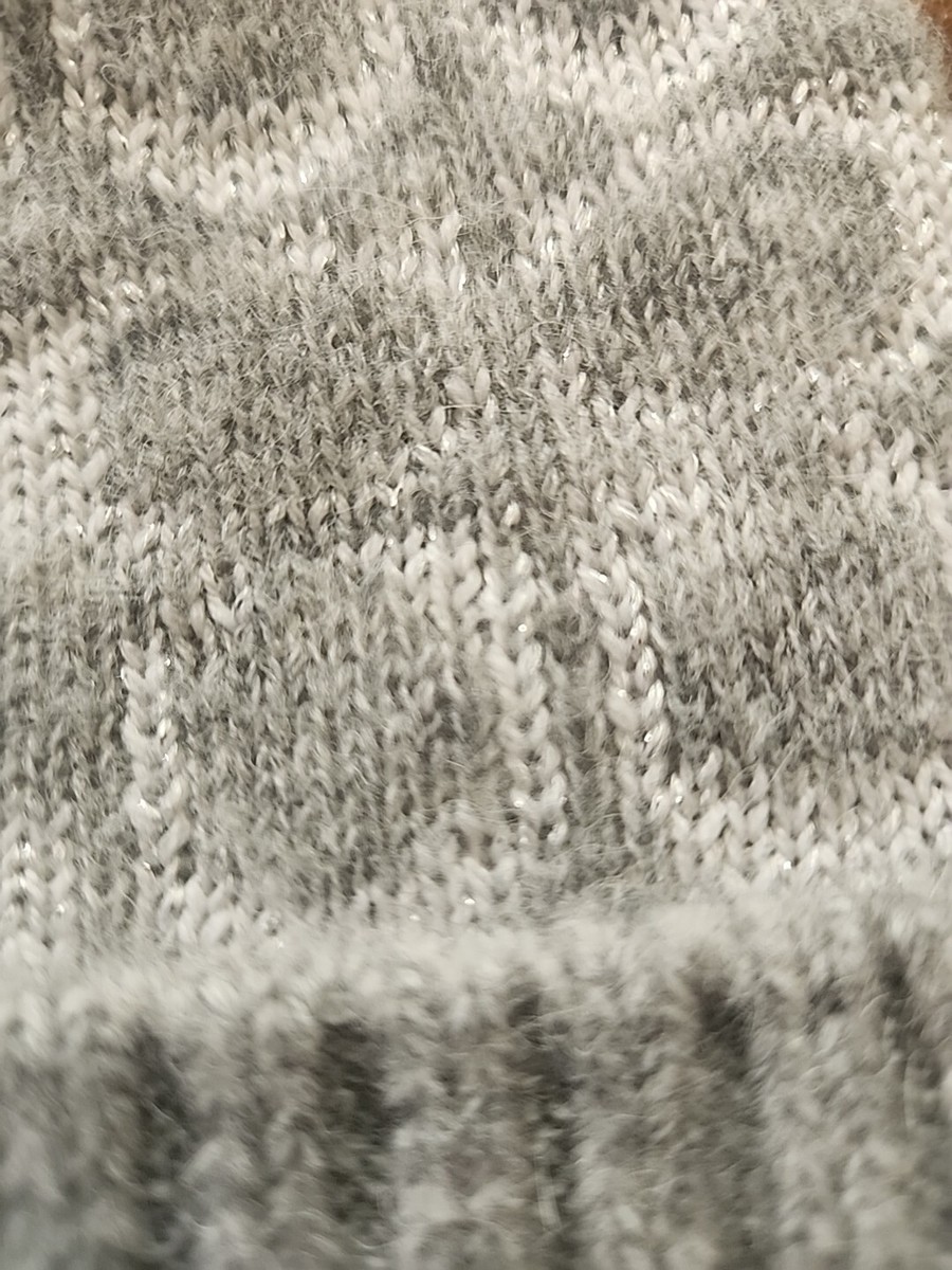 NWT COACH KNIT SIGNATURE BEANIE Metallic Jacquard Gray 