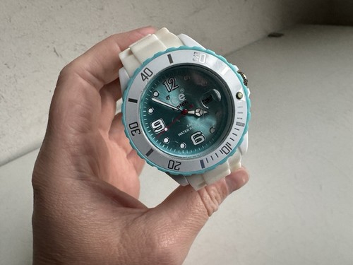 Ice-Watch WHITE TURQUOISE UNISEX Case 5ATM Japan Movement Rotating Bezel Used - Picture 19 of 24