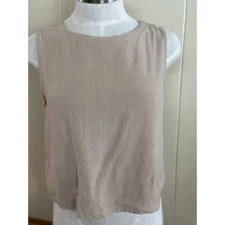 Anrabess Top Women's Medium Cropped Linen Rayon