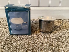 VINTAGE SILVER PLATED BABY CUP SIPPY CUP SOFT PLASTIC LID NEW IN BOX~NEVER USED!