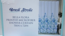 Brush Stroke Bella Flora Blue Shower Curtain 100 polyester 70 x 72