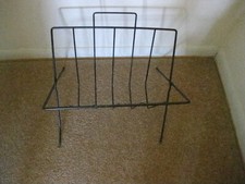 Vtg Mid-century Modern MCM Atomic Wire Black Simple Magazine Rack Records Boho