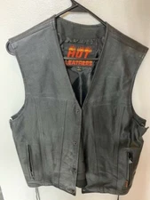 Hot Leathers Mens Vest Large Side Tie Zipper Pockets