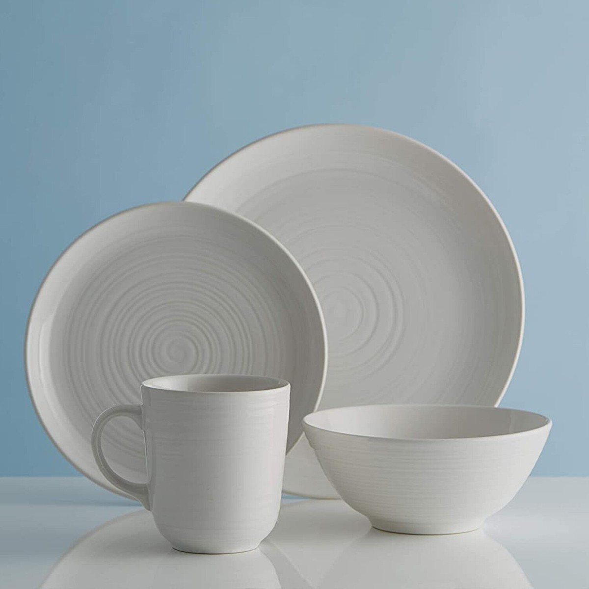 Ripple Effect Stoneware Dinner Set Crockery Dining Plates Bowls