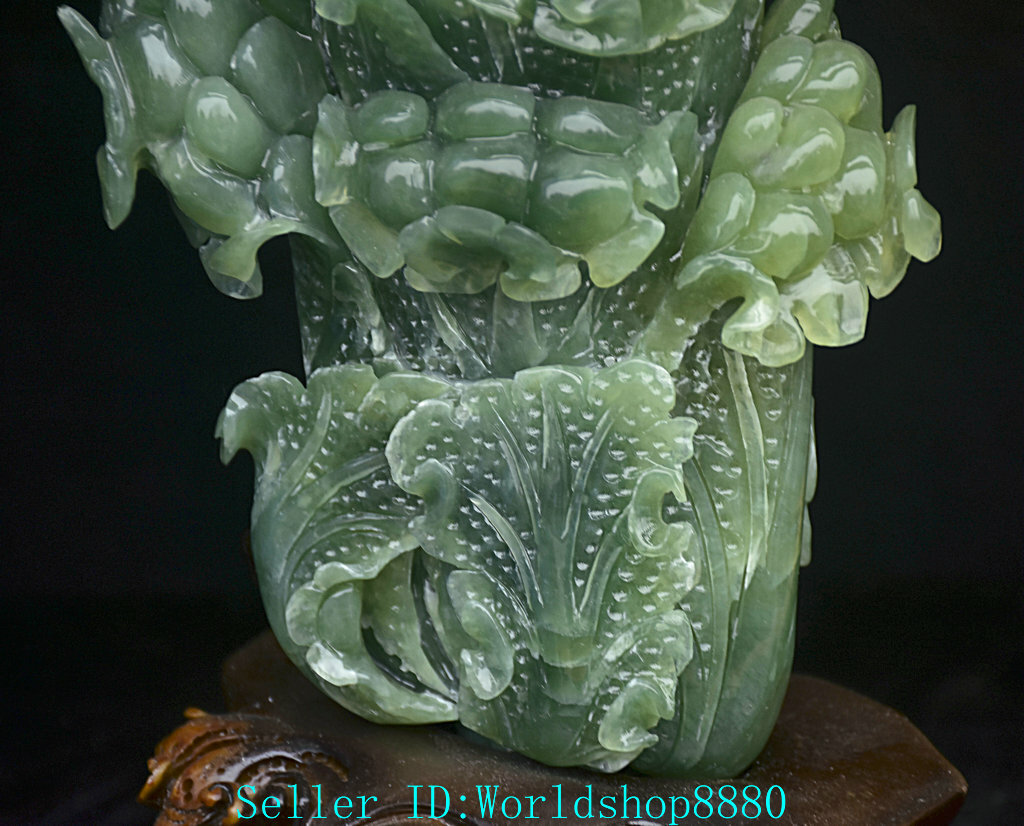 アンティーク 中国 グリーン ジェード 10.4'' Rare Natural Green Xiu Jade Jadeite Carved Feng Shui