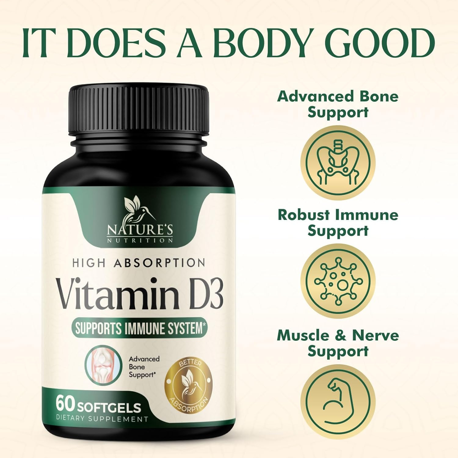 Vitamin D3 Supplement 5000Iu (125 Mcg) - High Potency Vitamin D Dietary Suppleme