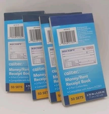 4 Caliber Money Rent Receipt Books 2-Part Carbonless Pad 50 Count Each 200 Total