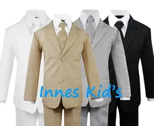 Formal Kids Toddler Boys Suit 5 pieces Set with Vest and Tie Choice of Colors 