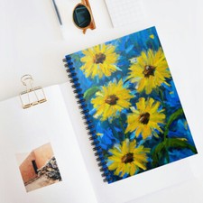 Ukrainian Colors Spiral Notebook Ruled Lines and Yellow Blue Flower Cover Design