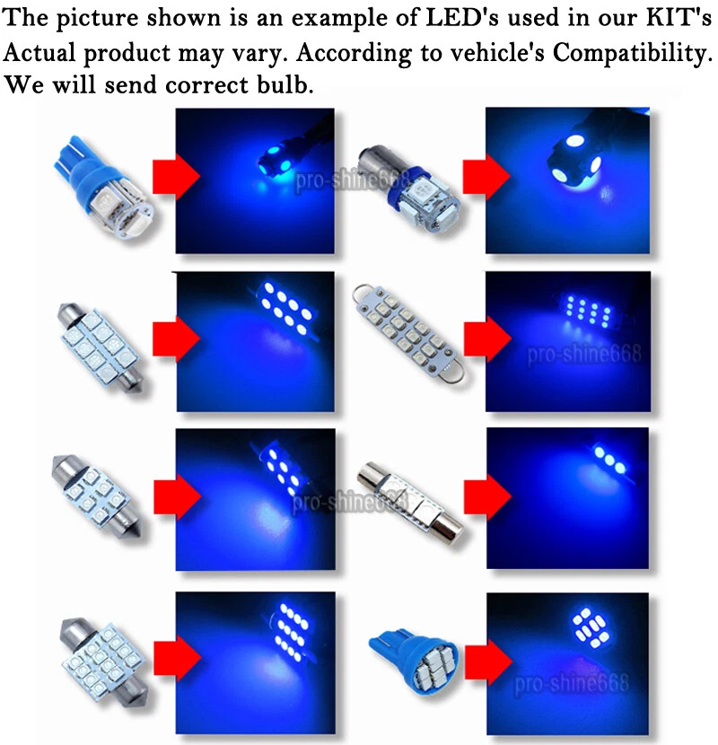 Kit de paquete de bombillas interiores LED azules de 14 piezas para automóvil Acura CL 1998-1999 Foto 2 de 4