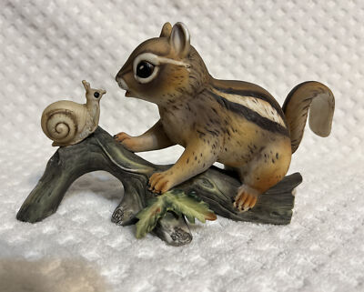Vtg. Super Cute Masterpiece Homeco Squirrel & Snail Figurine