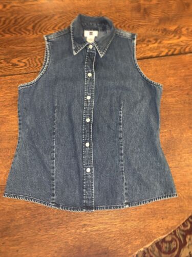 Camicia M senza maniche Gap Euc denim blu abbottonata - Foto 2 di 8