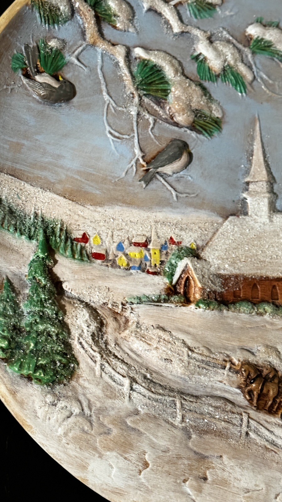 VINTAGE 1980 Byron Molds Winter Scene Plate Snowy Countryside Christmas Church