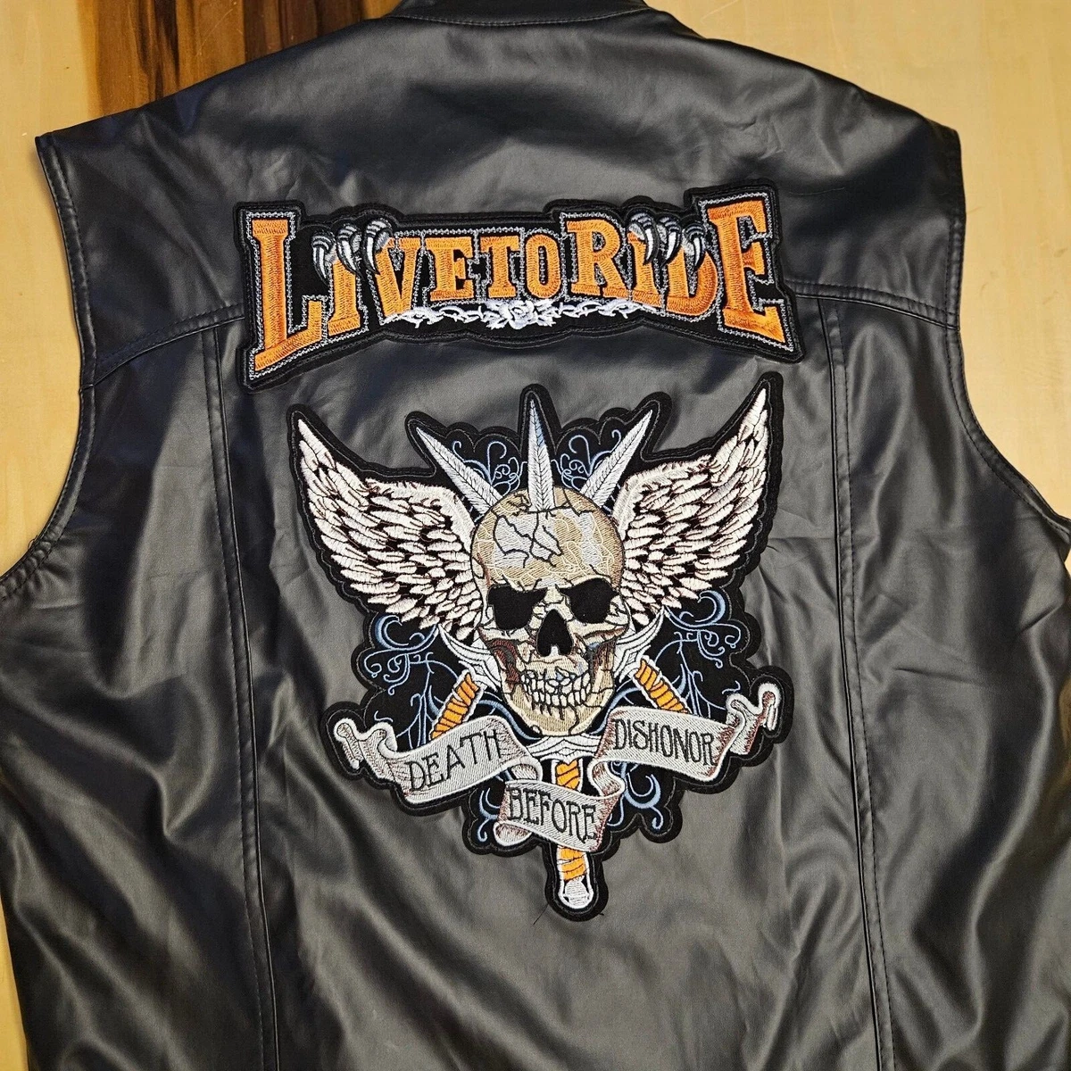 NIAN LHu LIVE TO RIDE Faux Leather Motorcycle Jacket RIVERDALE