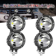 4x 4Inch 80W Round LED Work Lights Bumper Driving Pods Spot Off road ATV SUV FOG