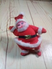 Vintage Flocked Dancing Santa Claus Ornament Blow Mold 40s 50s Japan